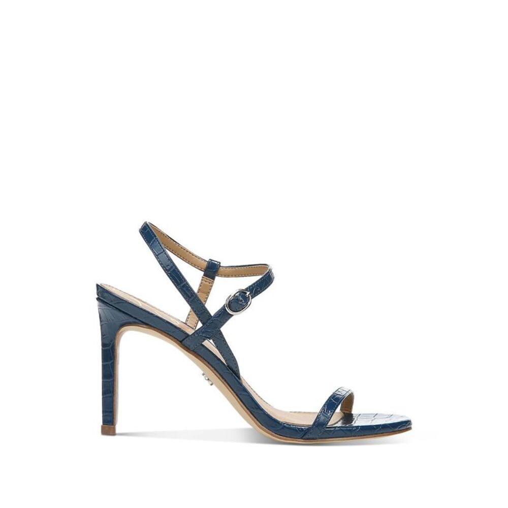 NWT SAM EDELMAN Womens Blue Crocodile Doran Toe Stiletto Slingback Sandal 8 M